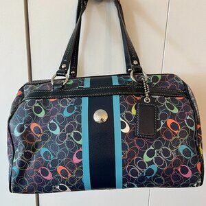 Coach Navy Optic C Rainbow Vintage Chelsea Stripe Bag
